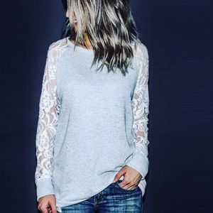 Long Sleeve Lace Crop